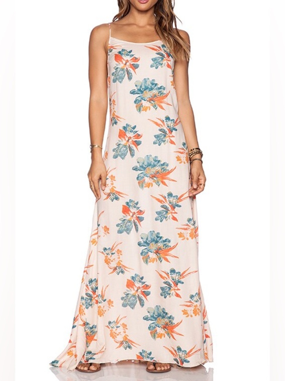 Intimately by Free People Star Chasing Slip Maxi Dress Hibiscus S 8905